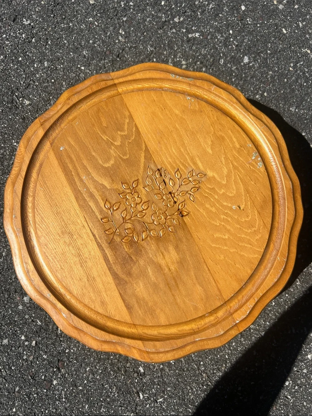 Vintage wood pedestal cake plate. Vintage used condition.